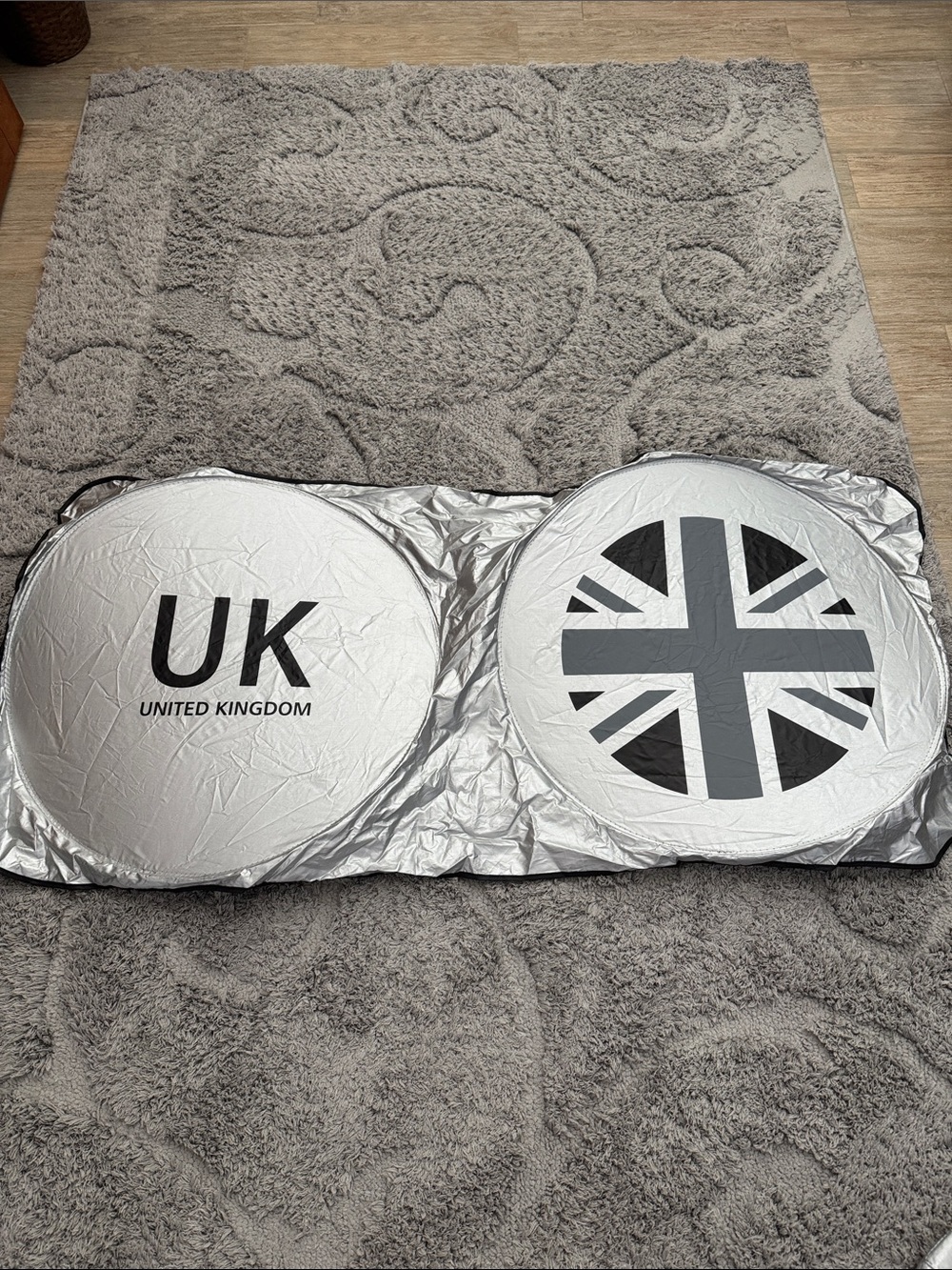 UK United Kingdom Car Sunshade - Gray, Black & White